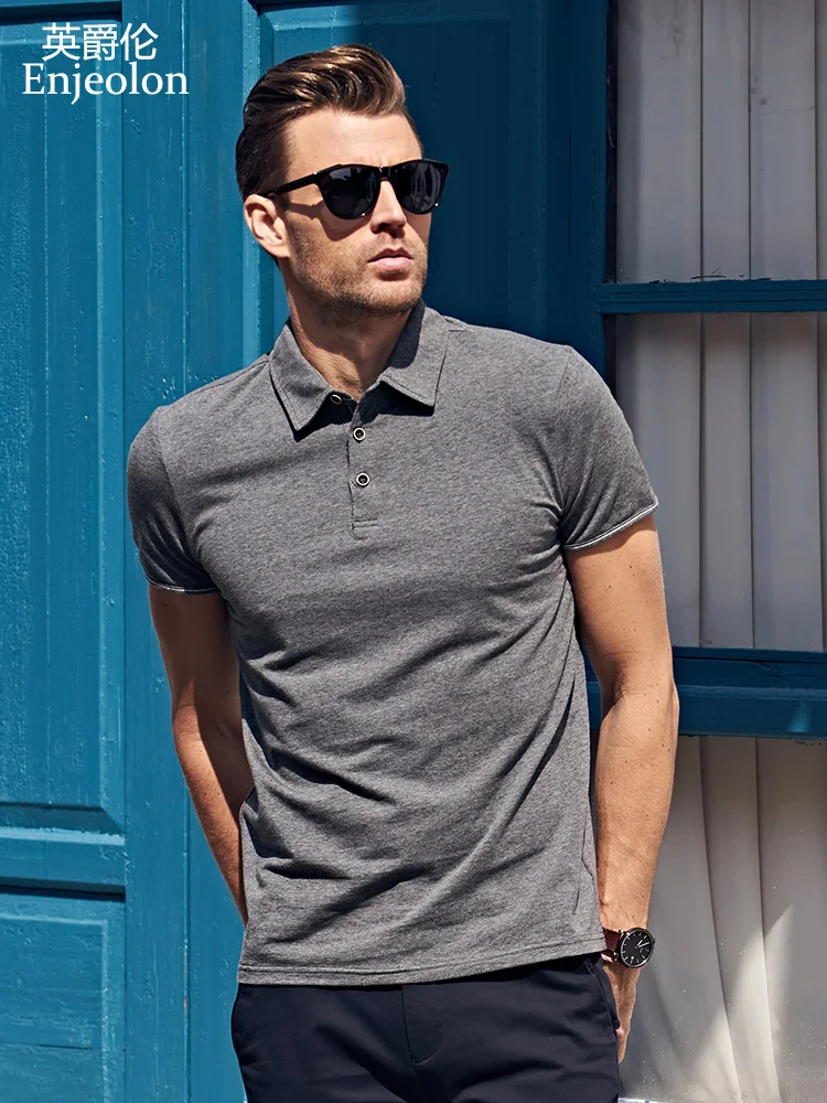 

Enjeolon Summer Polo Shirt Brand Men's Fashion Cotton Short Sleeve Polo Shirts Male Solid Jersey Breathable Top Tees T1687