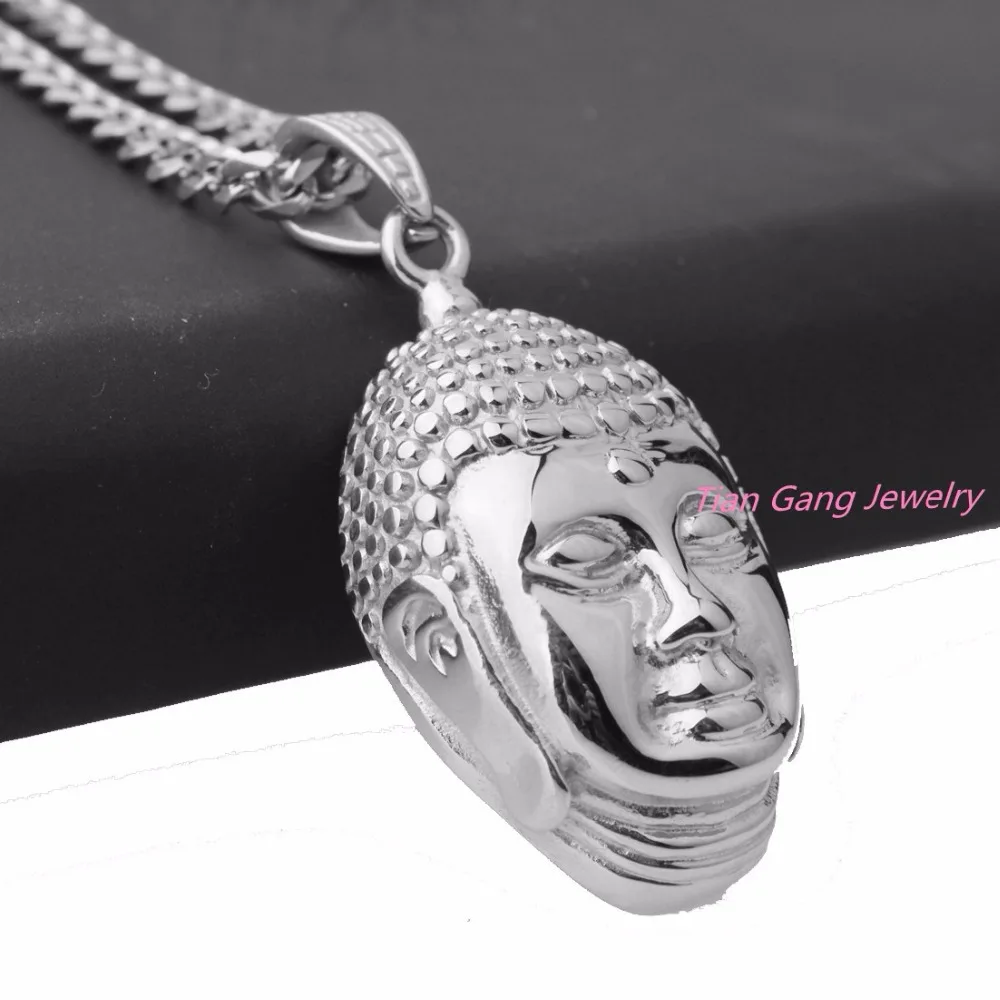 Новый мужской Кулон Будда из нержавеющей стали чокер цепь ожерелье панк Рок