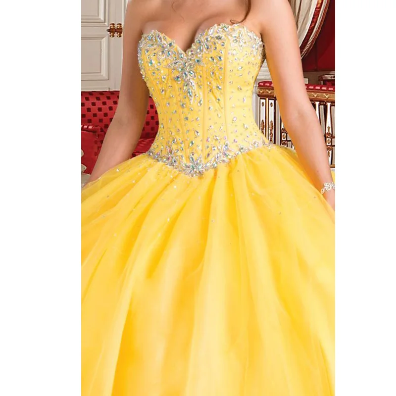 Великолепные платья Quinceanera желтого цвета Бальные 2019 Новое поступление сладкий 16