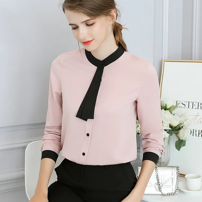 Рубашка женская шифоновая с длинным рукавом 399rx|chemise femme|office shirt womenchiffon |
