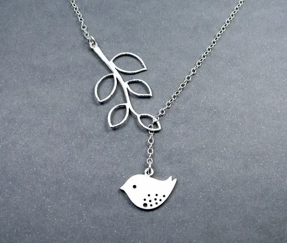 yiustar New Fashion Bird on Leaf Necklace for Women with Long Chain Pendant XL028 | Украшения и аксессуары