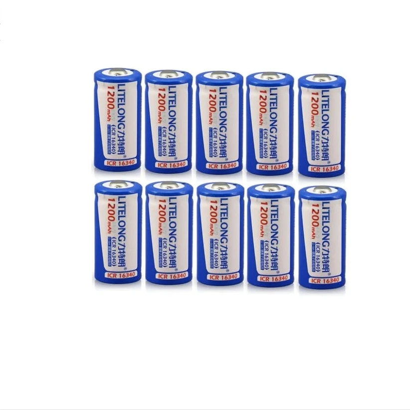 10PCS 3.7V 1200mAh CR-123 16340 Rechargeable Battery Protect