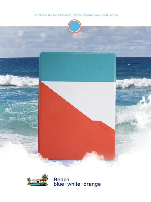 Beach Чехол для IPad Mini 1 2 3, Nillkin Smart Магнитный кожаный чехол тонкий Авто Режим сна/Пробуждение противоударный Бренд защитные оболочки для путешествий - Цвет: Beach