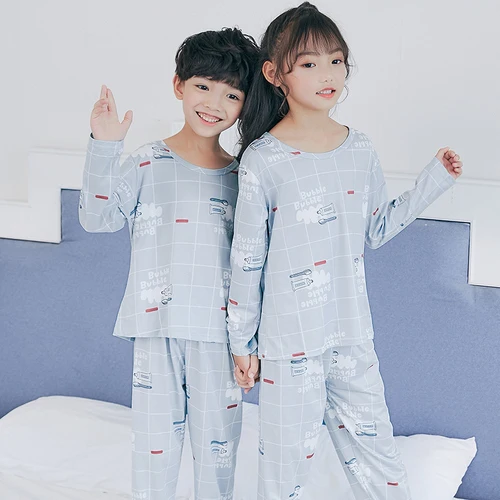 Домашняя одежда для мальчиков и девочек комплект Ночная рубашка с мультяшным