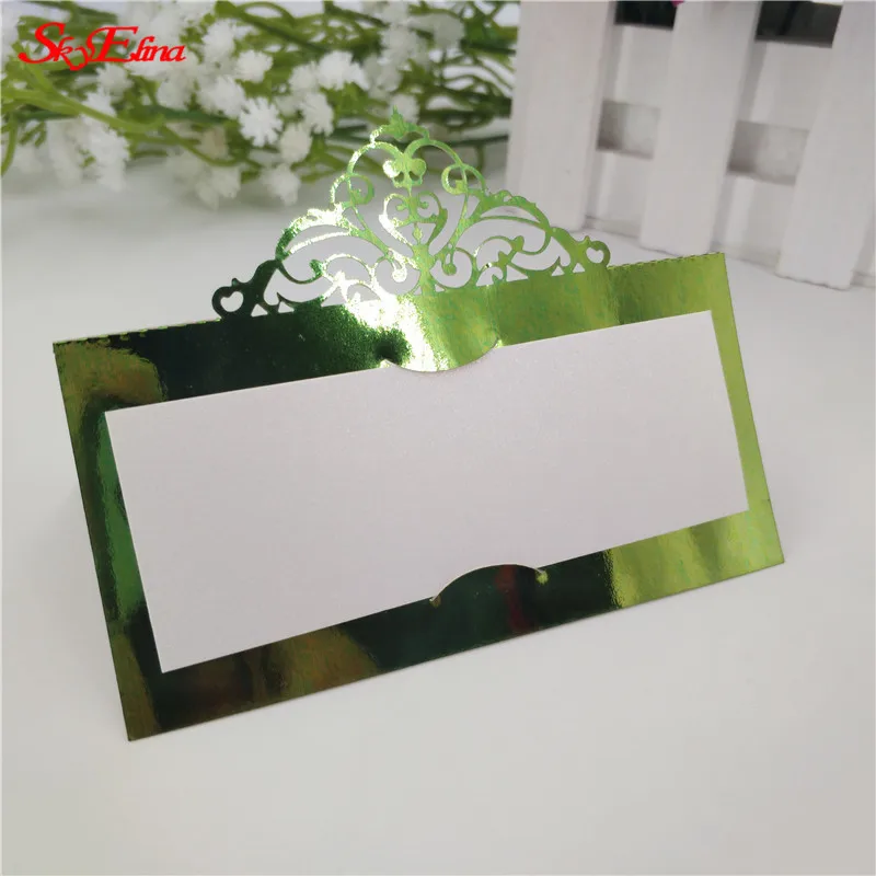bright green 50 шт. Свадебные и свадебные открытки с лазерной резкой для жениха и невесты свадебные именные открытки Гостевая карточка с именем и местом украшение свадебного стола настольные карты 6Z - Цвет: bright green