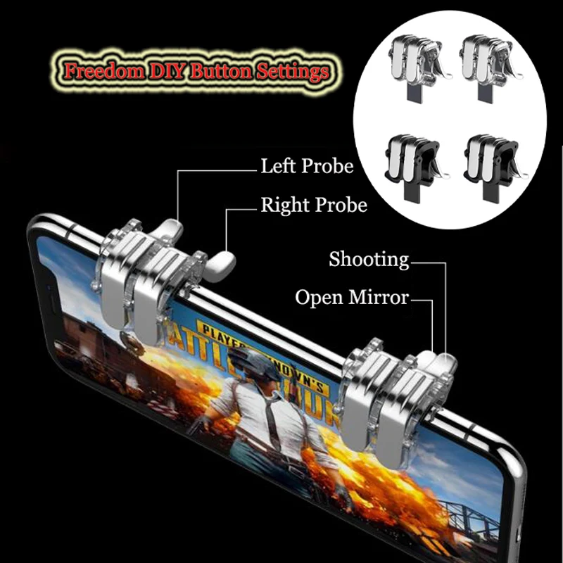 1 пара для мобильных игр PUBG Clear/Black Fire Кнопка шутер джойстик триггер L1+ R1 контроллер
