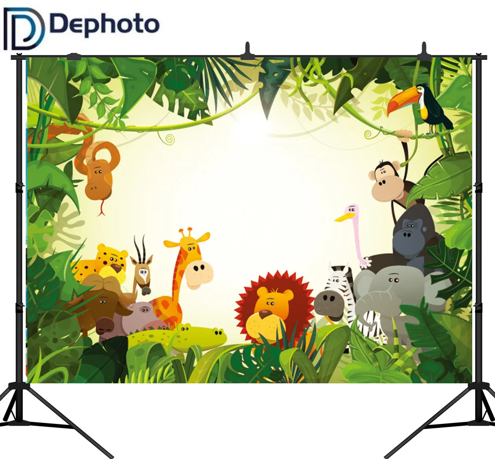 DePhoto джунгли для вечеринки в стиле сафари фото фон животные лес фотография Фон