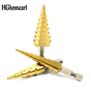 3 шт., ступенчатые сверла с титановым покрытием, 3-12 мм4-12 мм4-20 мм