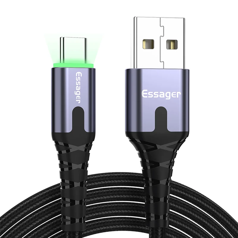 Essager Led usb кабель type c 3,0 Быстрый зарядный кабель для телефона для one plus 6t huawei mate 20 lite p30 p20 samsung s10 plus кабели - Цвет: Type-c gray