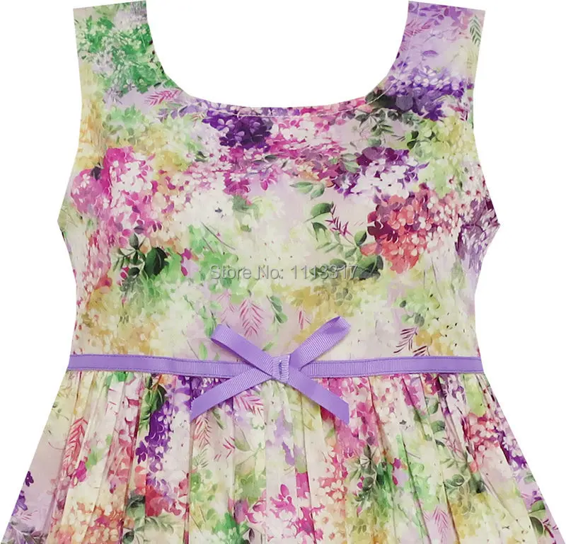 Girls Dress Blooming Flower Garden Sleeveless Purple 2020 Summer Princess Wedding Party Dresses Clothes Size 4-10 Carnival | Детская