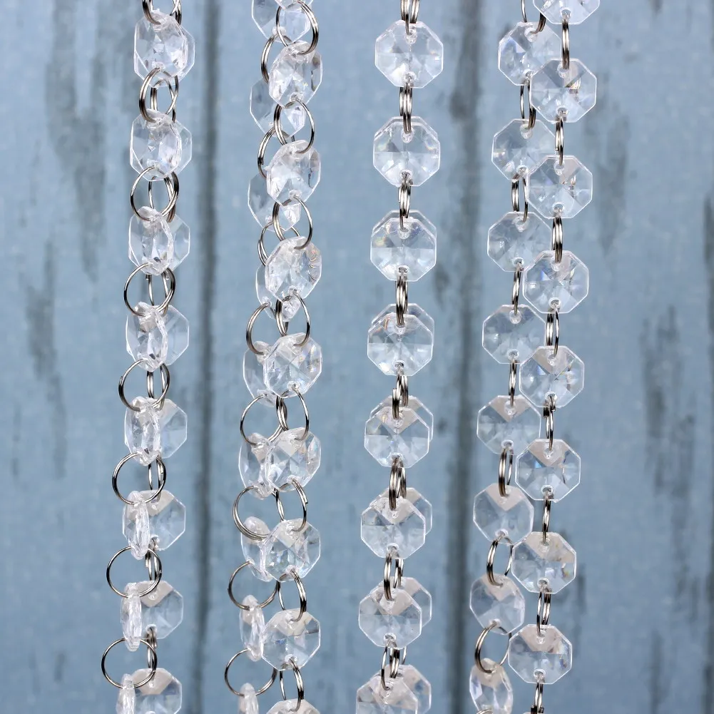 10 м (33 фута) Хрустальные акриловые Восьмиугольные бусины подвеска прозрачные