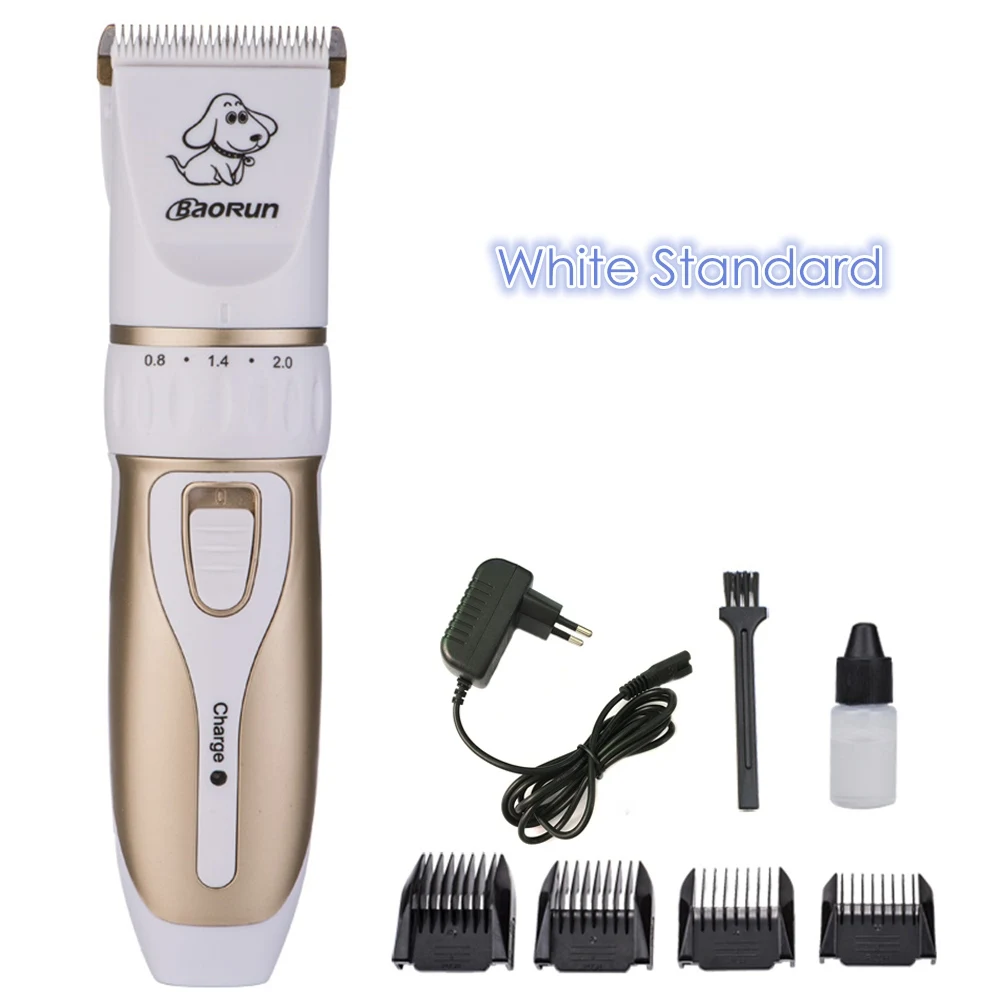 White Standard Baorun, профессиональный триммер для собак, ножницы для домашних животных, набор, электрический резак, машинка для стрижки животных, бесшумный триммер для кошек, машинка для стрижки - Цвет: White Standard
