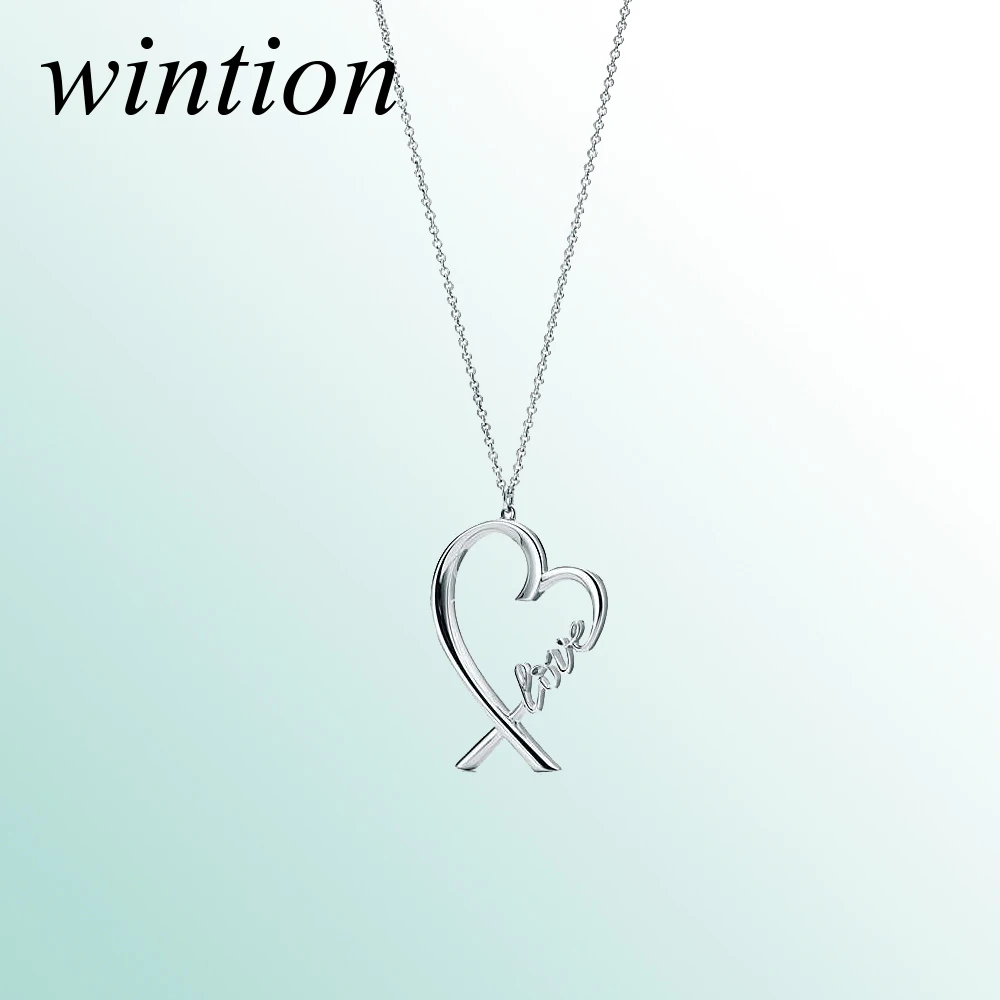 Wintion tiff Love pendantnecklace оригинальный 100% стерлингового серебра 925 пробы для женщин