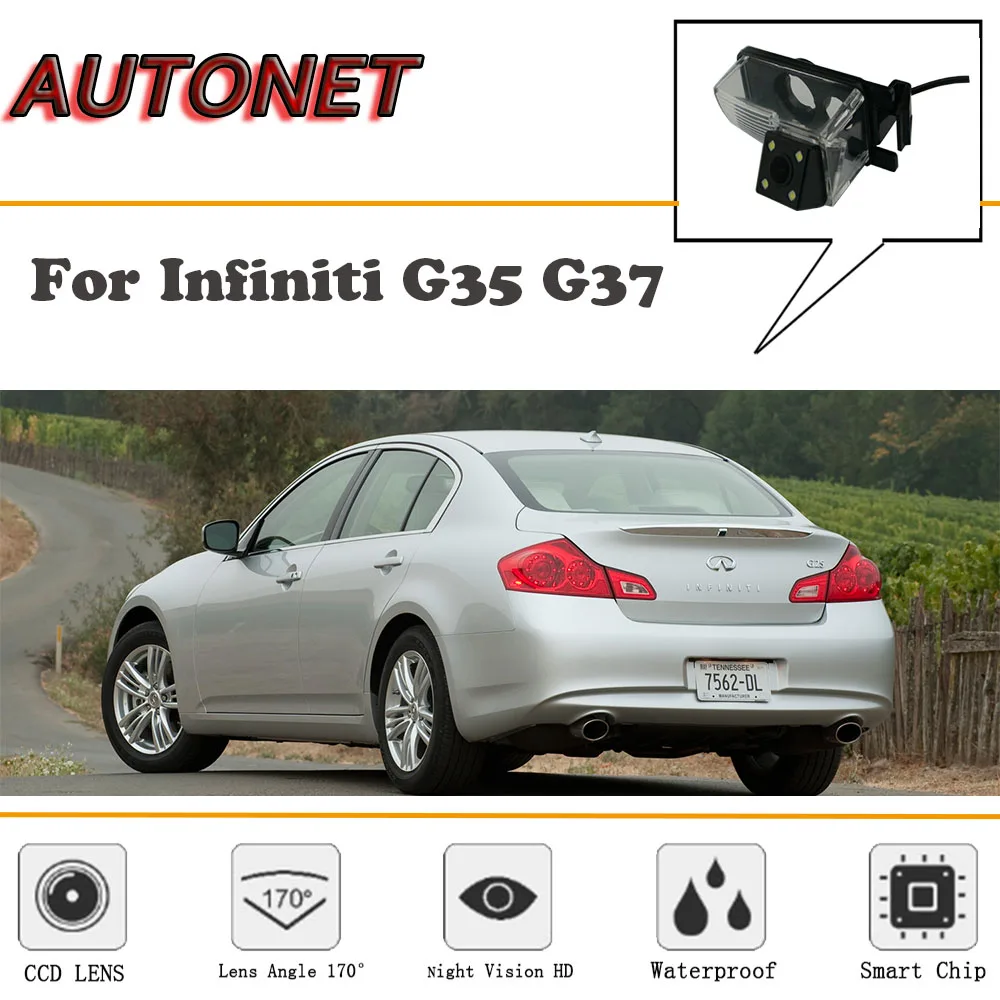 AUTONET-cámara de visión trasera para Infiniti G37 G35/CCD, visión nocturna, marcha atrás, cámara trasera, cámara de matrícula
