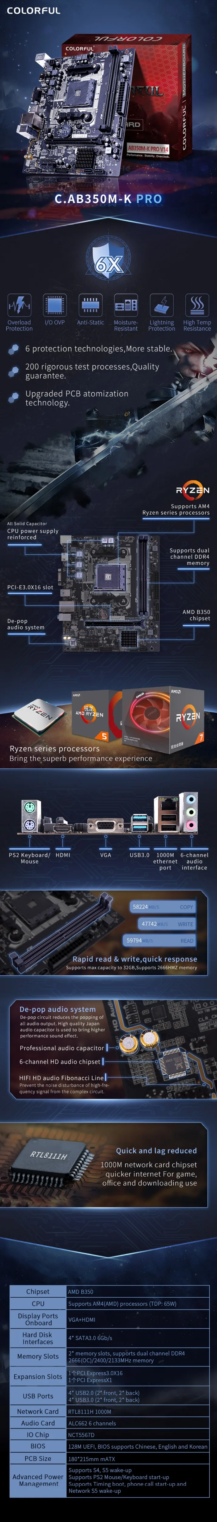Красочные AMD AM4 DDR4 AB350 для рабочего стола