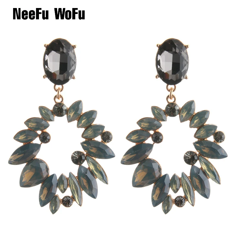 Серьги подвески NeeFu WoFu длинные полимерные серьги с кристаллами большие