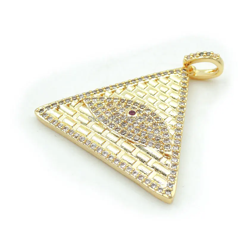 30*28*3 мм Micro Pave Clear & Fuchsin глаз с фианитами рельефа треугольные амулеты подходят для