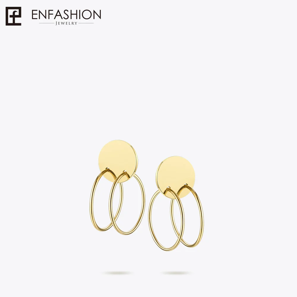 Enfashion круг линии длинные висячие серьги золотистого цвета женские с большой