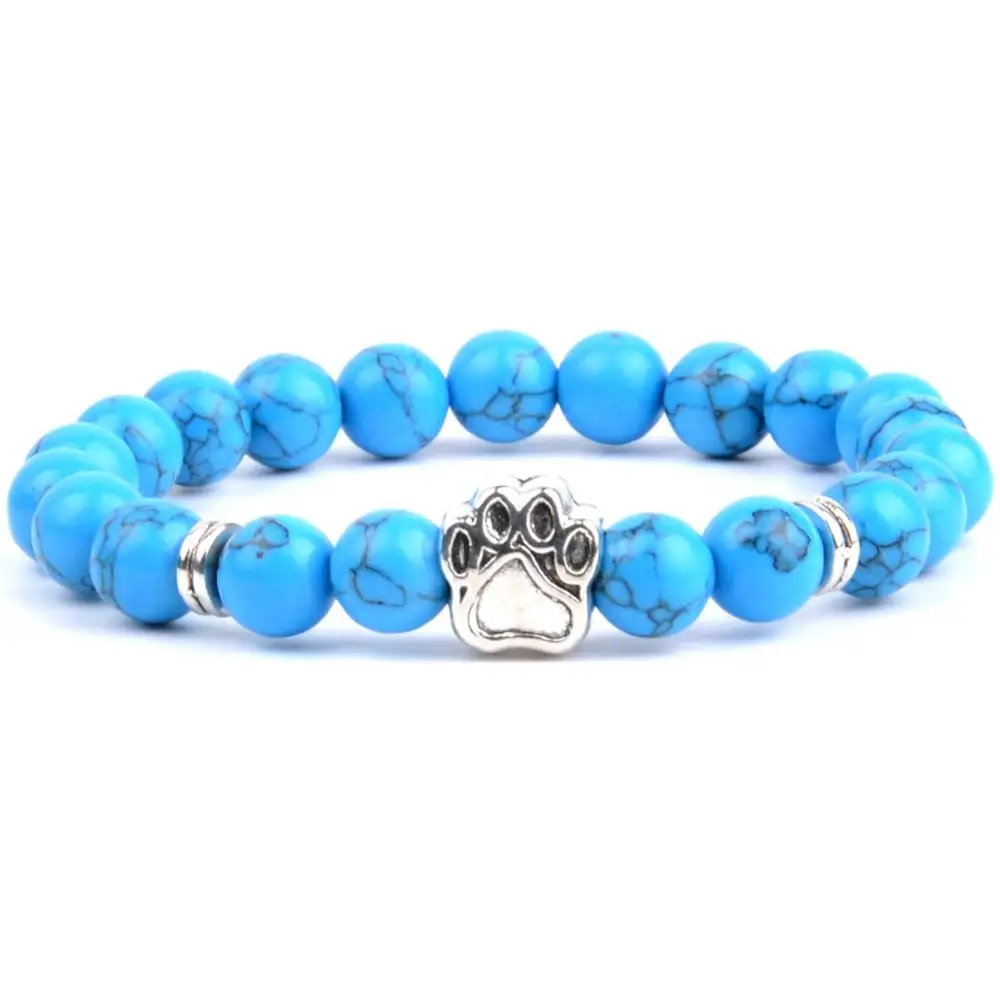 Dark Blue Turquoise Натуральный камень браслет и браслеты из бисера классические лавы Браслеты "Будда" для мужчин и женщин ювелирные изделия Йога Bijoux браслет - Окраска металла: Dark Blue Turquoise
