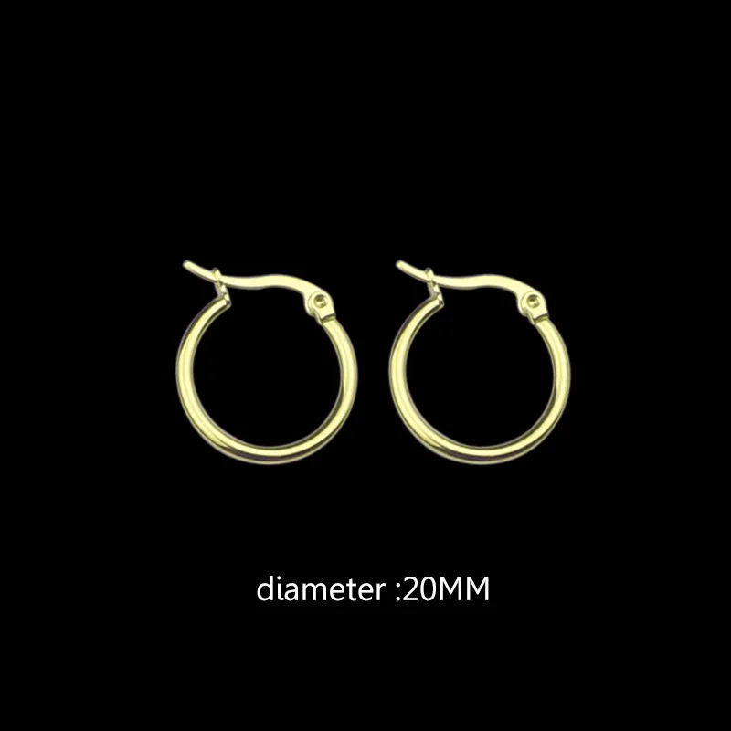 gold 20mm Не линяет цвет нержавеющая сталь серьги para as mulheres круглые серьги титановые маленькие серьги-кольца для женщин - Окраска металла: gold 20mm