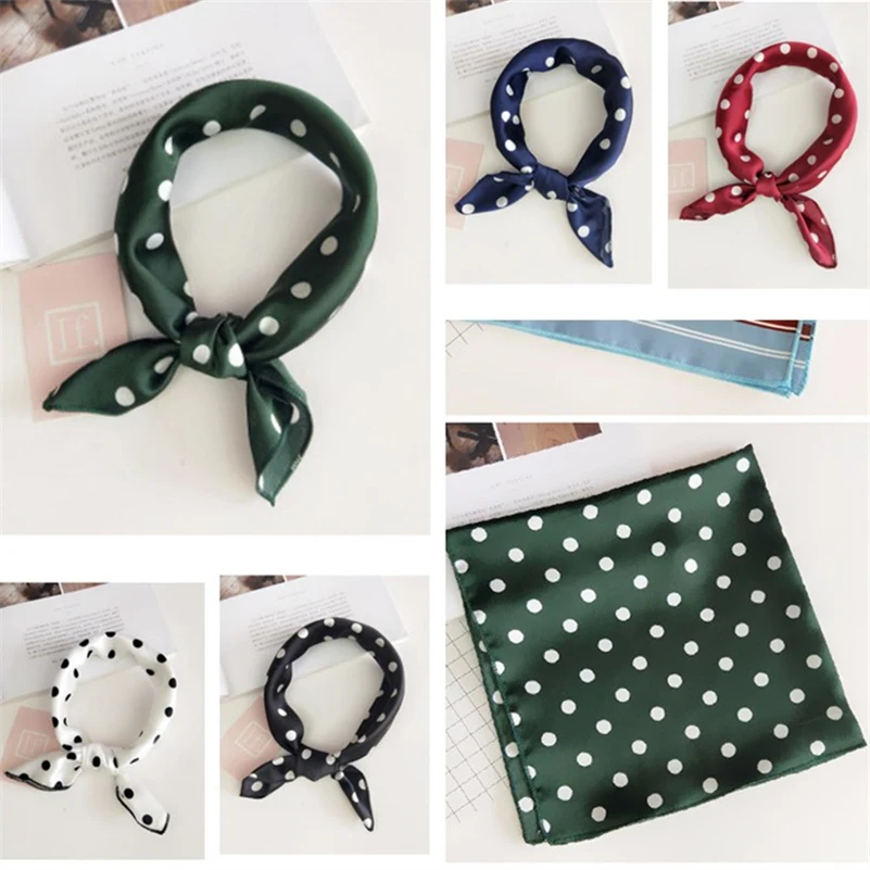 Ретро Винтажные белые пятна темно синие шелковые квадратные шарфы из вискозы