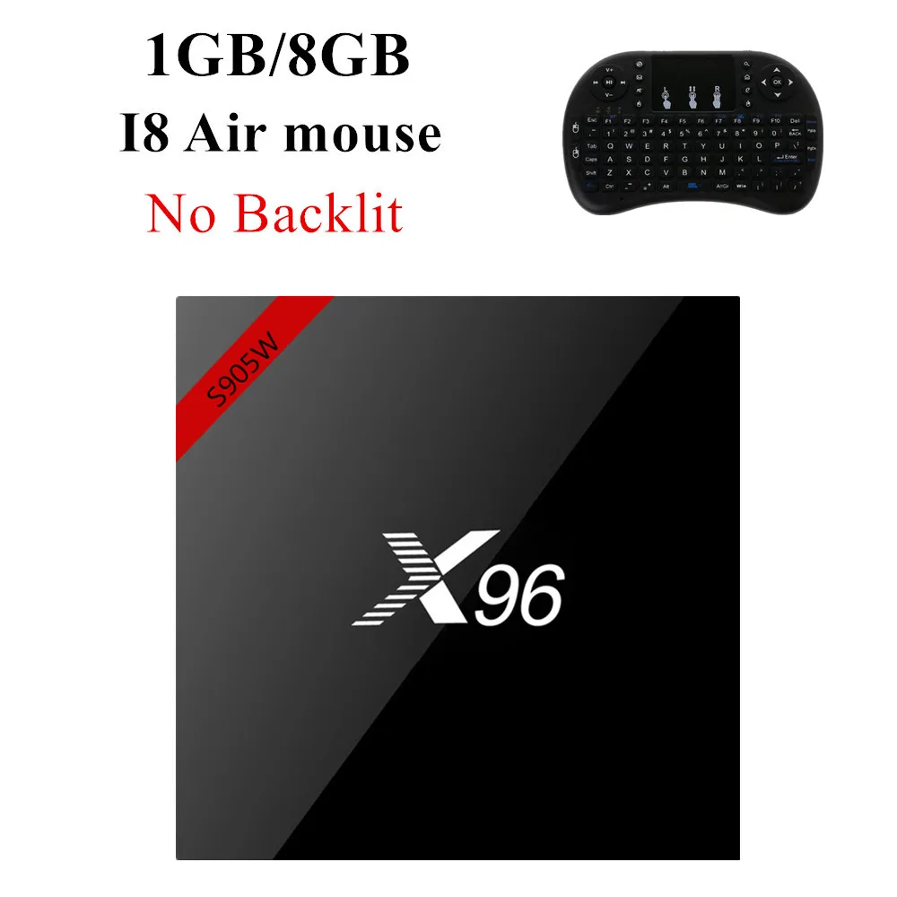 ТВ-приставка X96 X96w, WiFi, android 7,1, 2 ГБ, 16 ГБ, Amlogic, 1 ГБ, 8 ГБ, S905W, четырехъядерный ТВ-приставка, WiFi, медиаплеер, смарт-приставка x96mini - Цвет: 1GB 8GB I8 NO Light