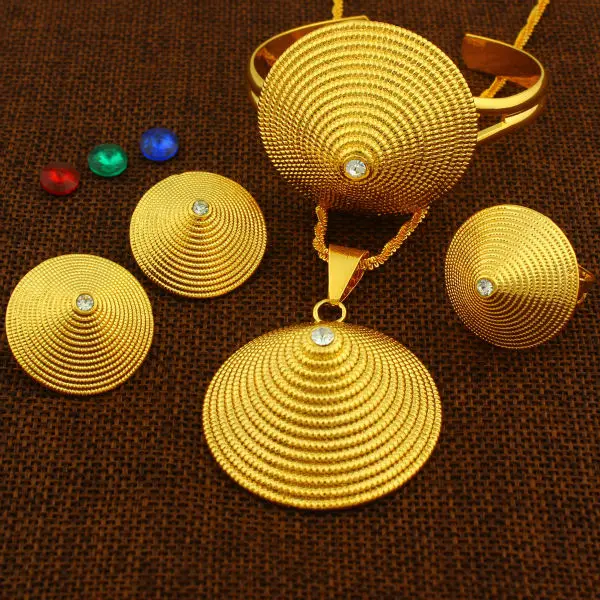 Эфиопские Ювелирные наборы ожерелье/серьги/Подвеска/браслет/кольцо цвета 24