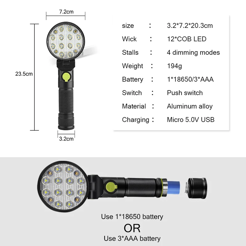 Cob светодиодные фонарики красный синий белый свет микро USB 18650 фонарик вспышка