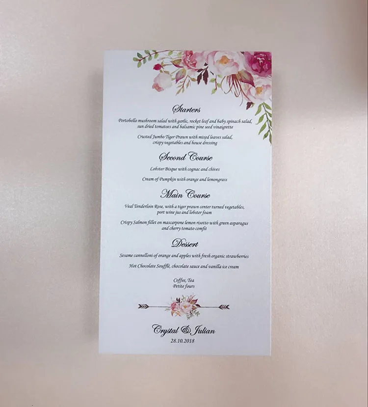 Индивидуальные Цветочные Свадебные Открытки меню ME05|card card|card weddingcard custom |