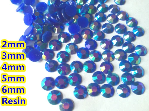 

Jelly Blue AB Color 2mm,3mm,4mm,5mm,6mm Facets Flat Back Resin Rhinestone Nail Art Gems Decoration,Garment rhinestones