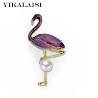 yikalaisi crane brooch new fashion 100 natural freshwater pearl brooches 8 9mm pearl size best gifts for women for girls