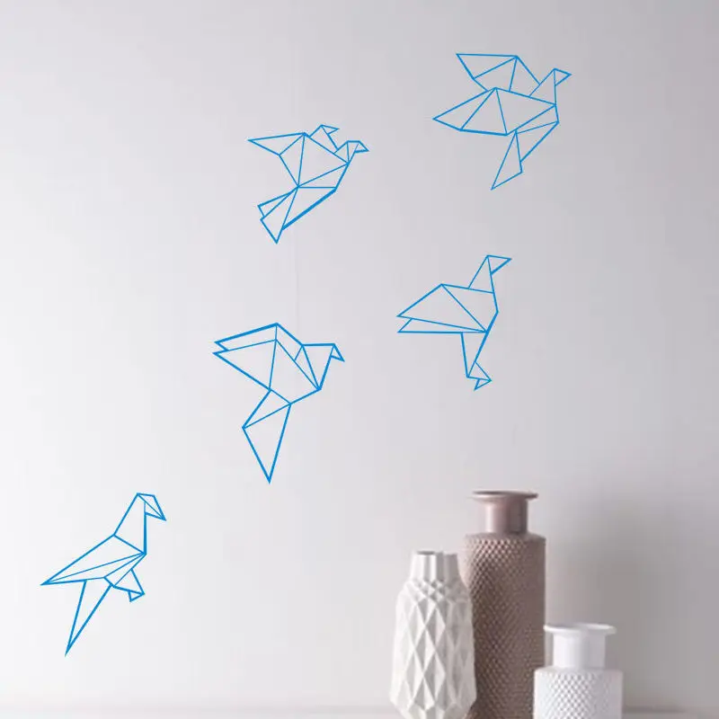 DIY геометрические узоры Летающие птицы виниловые наклейки на стену оригами