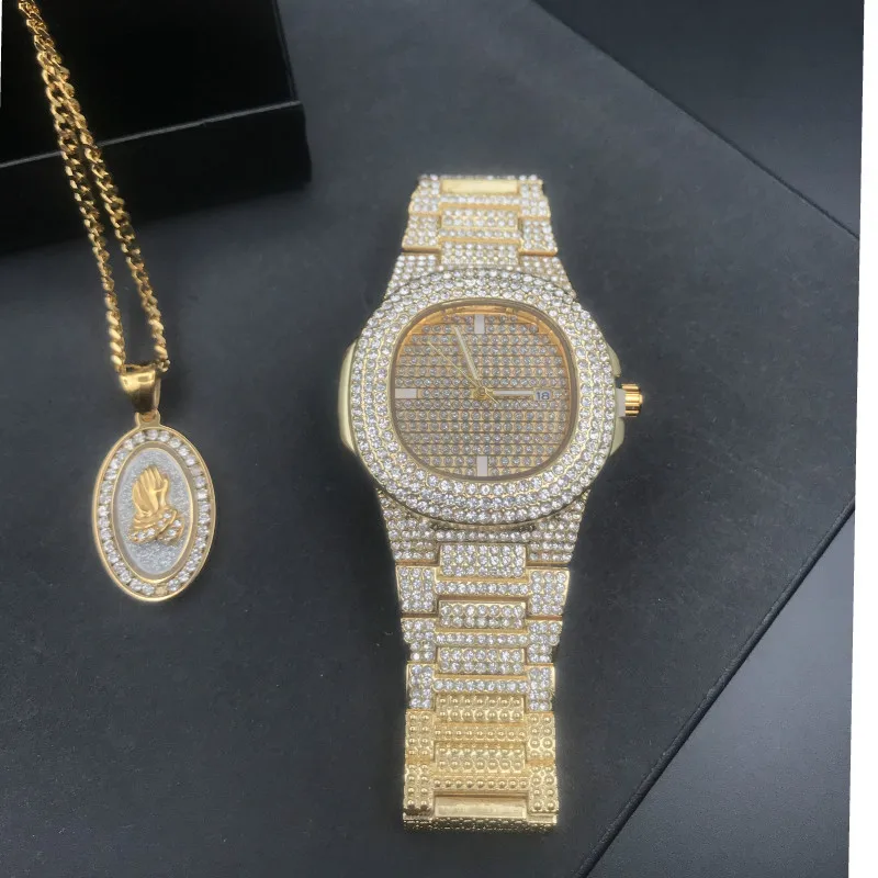 Роскошные золотые ювелирные изделия в стиле хип хоп стильные мужские часы