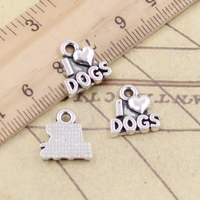 20 шт амулеты I Love Dogs 13x12 мм тибетские бронзовые серебряные цветные Подвески