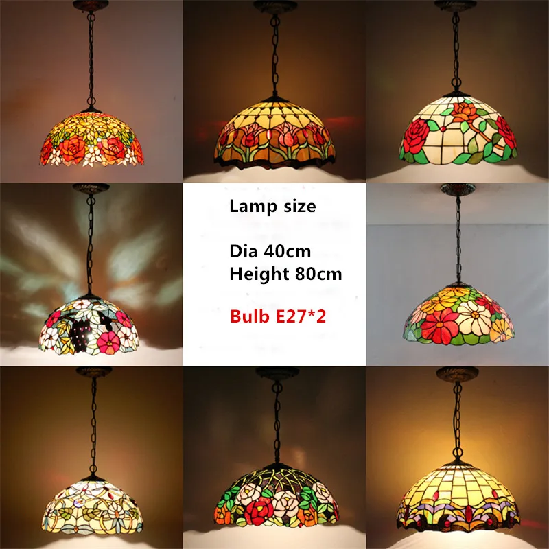 FUMAT витражная Подвесная лампа 16 &quotСтеклянная художественная для гостиной сада