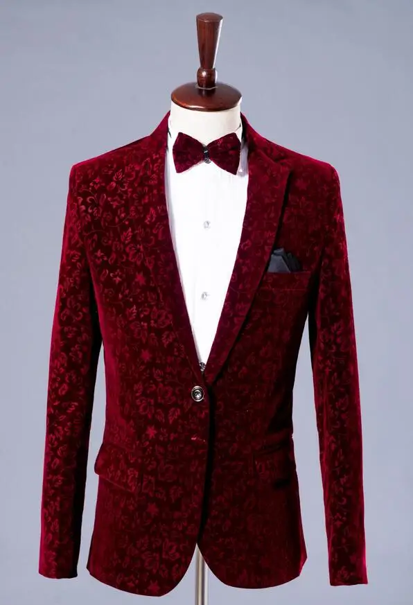 

Red slim formal dress marriage suits blazer slim mens blazers set groom married costume banquet man jacket + trousers + tie