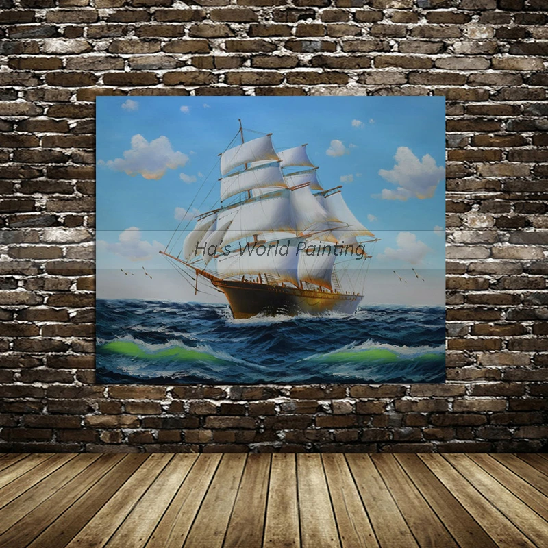 Высокого качества большой 100% ручная роспись абстрактная картина маслом с морем и