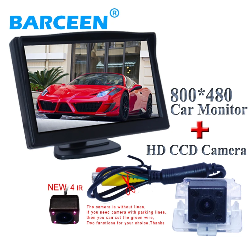 

For Mitsubishi Outlander plastic shell materia car rear view camera +universal 5" car monitor with the high resolution screen