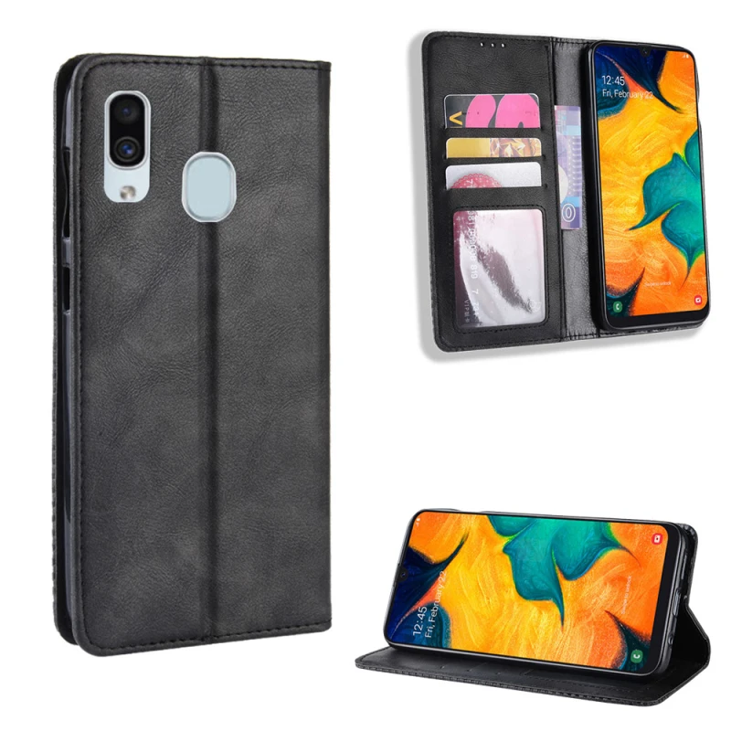 Кожаный чехол книжка с магнитом и отделением для карт Samsung Galaxy A40|Бамперы| |