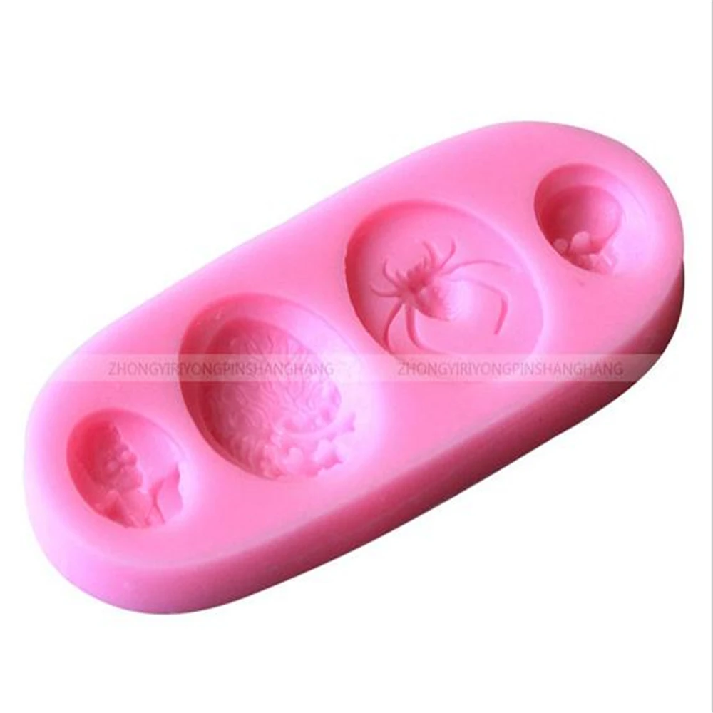 Инструменты сделай сам для Хэллоуин Череп паук и сердце силиконовая форма