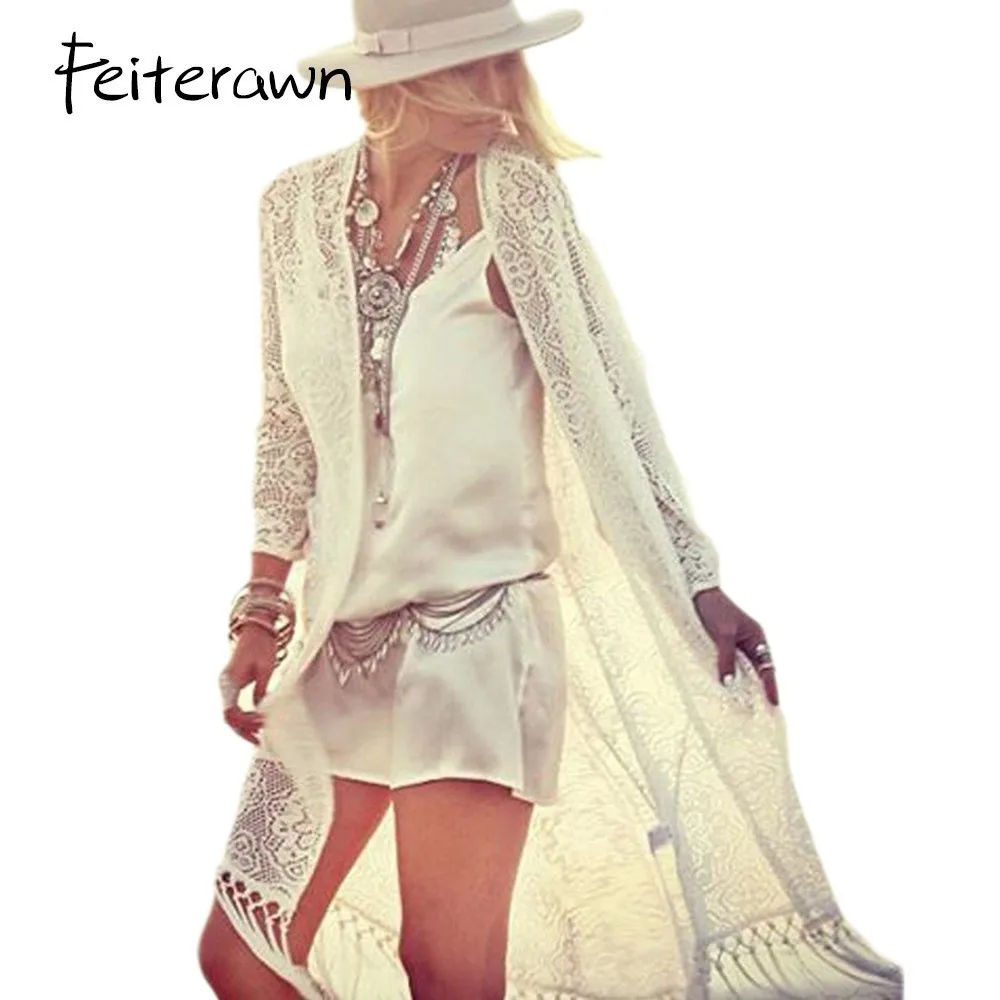 Feiterawn 2018 для женщин летние с длинным рукавом ажурное платье See Through однотонные