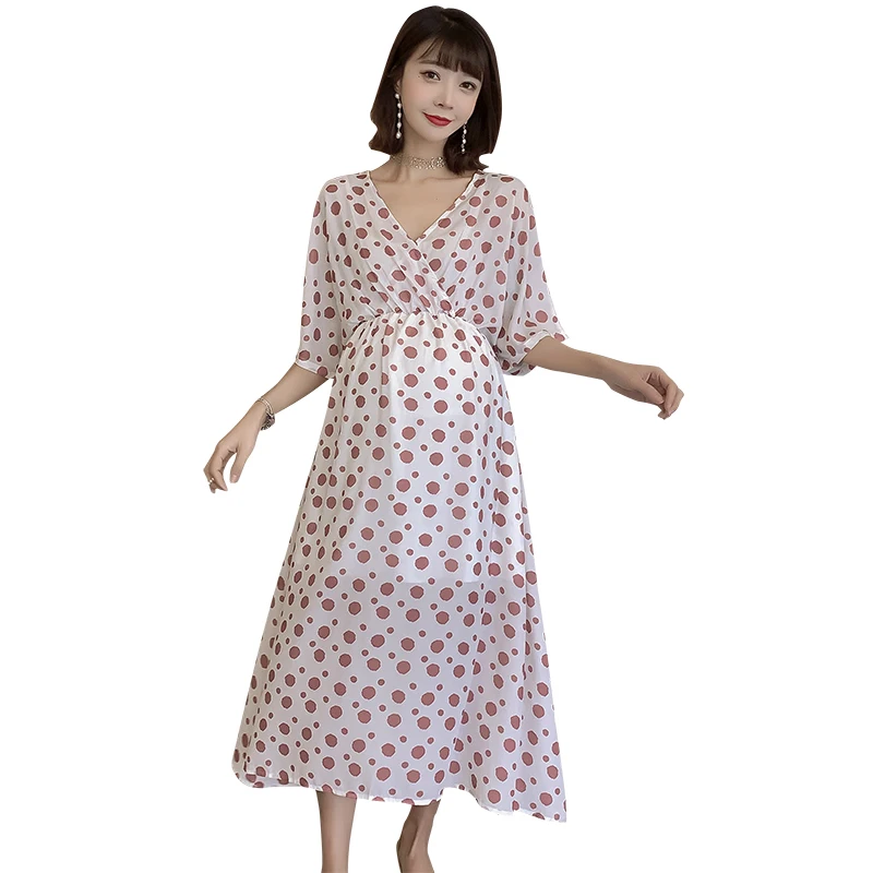 

V Neck Slim Waist Maternity Party Maxi Long Dress Summer Fashion Clothes for Pregnant Women Elegant Pregnancy Clothing