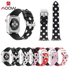 Кожаный ремешок для Apple Watch 40 мм 44 мм 38 мм 42 мм, винтажный белый черный красный в горошек, браслет для iwatch 1 2 3 4