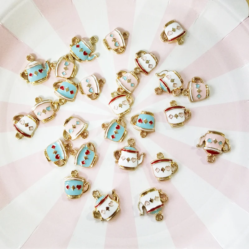 10 шт./пакет прекрасный чайный горшок чайная чашка покер Эмаль Подвески DIY серьги