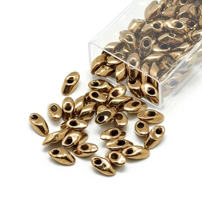 Antique Gold 1 коробка 7x4 мм MiYuki японский бисер, длинные бусы Magatama непрозрачные матовые с серебряной нитью, бледно-палевого цвета, блеск, отверстия: 1 мм; около 80 шт./кор - Цвет: Antique Gold