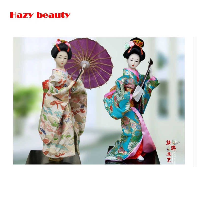 Японская кукла гейша миниатюрные статуэтки Смола статуэтка ручной работы