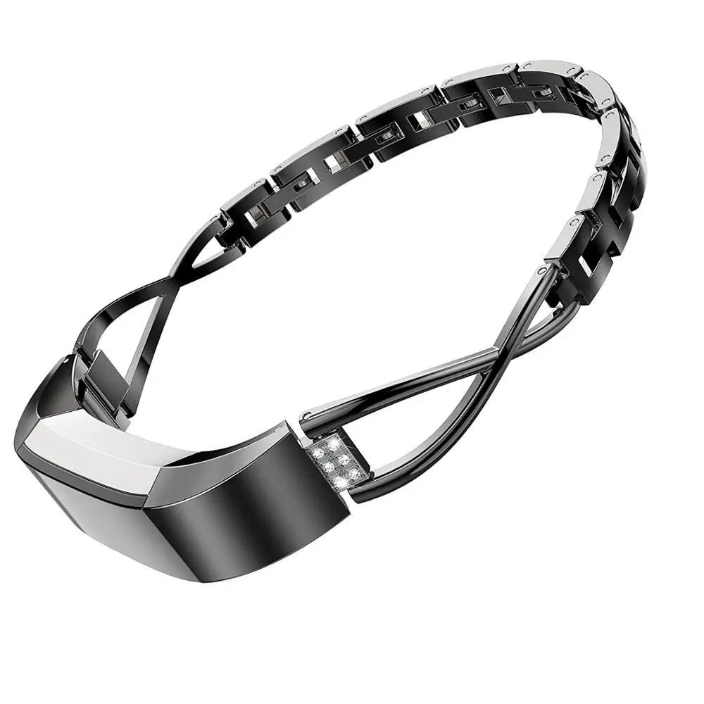 Металлический сменный Браслет X форменный ремень для Fitbit Alta/Fitbit Alta hr - Цвет: black