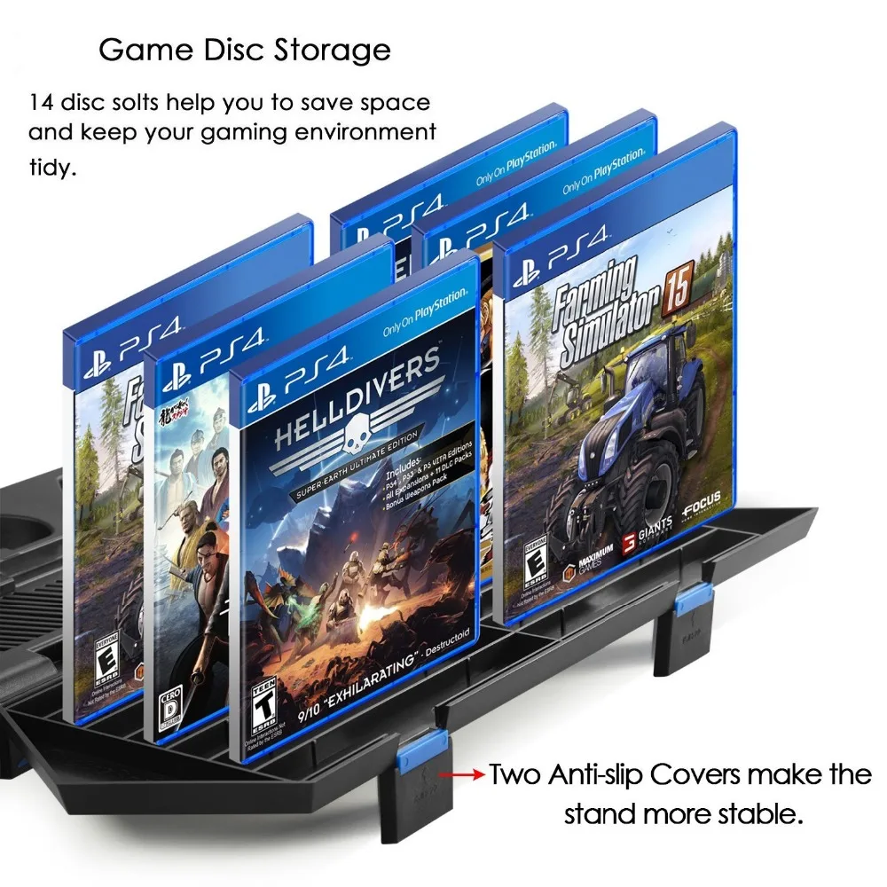 Keten PS4/PS4 Slim вертикальная подставка с охлаждающим вентилятором регулятор Зарядное
