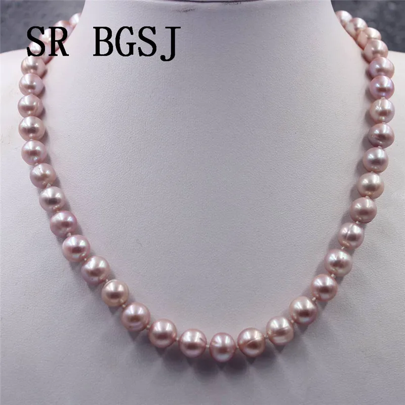 Бесплатная доставка 9-10 мм Белый Розовый Фиолетовый Натуральный АА круглый