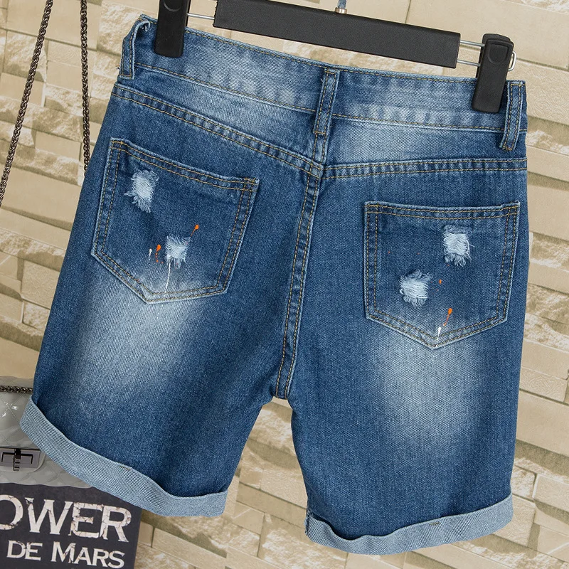 Женские свободные джинсовые шорты повседневные Летние однотонные с карманами на